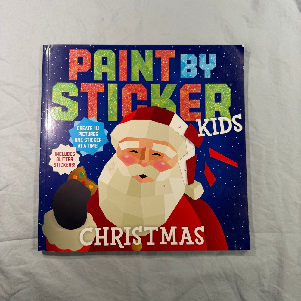 Paint by Sticker Kids Christmas Activity Book Workman Publishing Glitter 10 Art